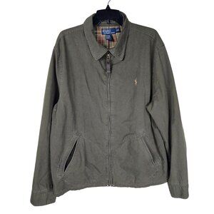 VTG 90s Polo Ralph Lauren Olive Green Zip Up Jacket XL Plaid Lined Field Classic